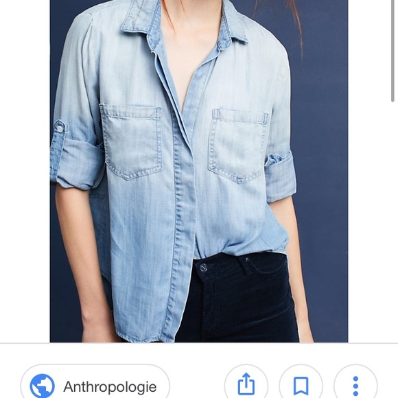 Cloth and Stone Chambray Button down Split back - Picture 2 of 6